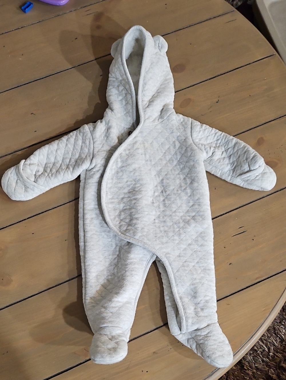 Carter's Quilted Hooded Baby Footie in Light Heather